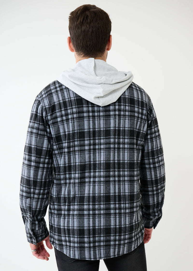 Knit Stretch Flannel Shirt | Grey Plaid