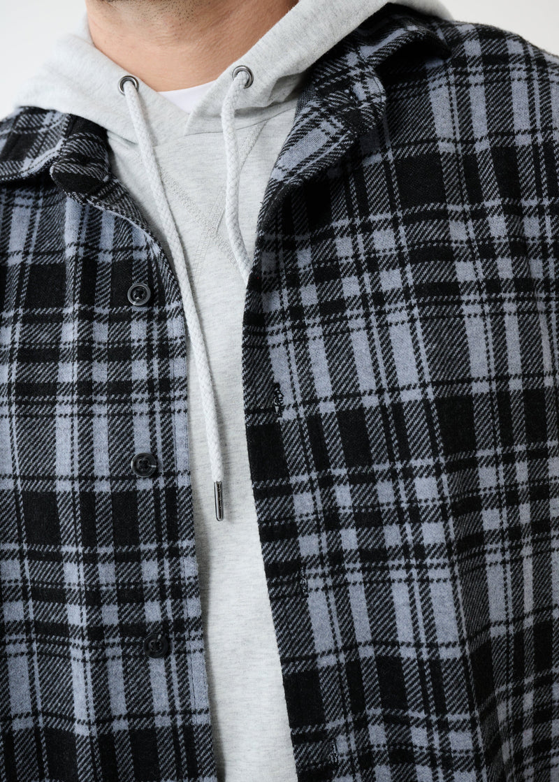 Knit Stretch Flannel Shirt | Grey Plaid
