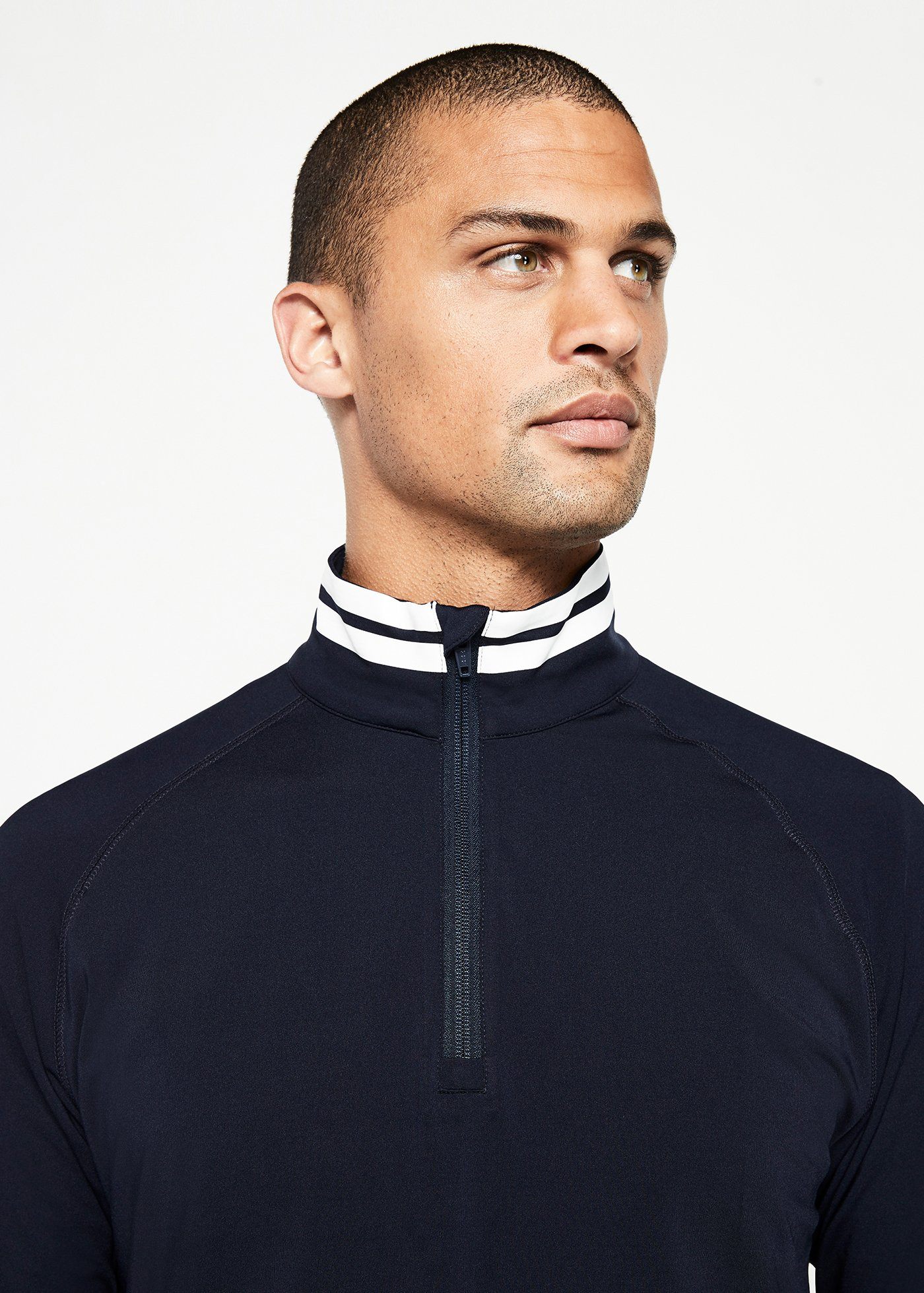 Performance Quarter Zip | Navy w/White Stripe – Swet Tailor