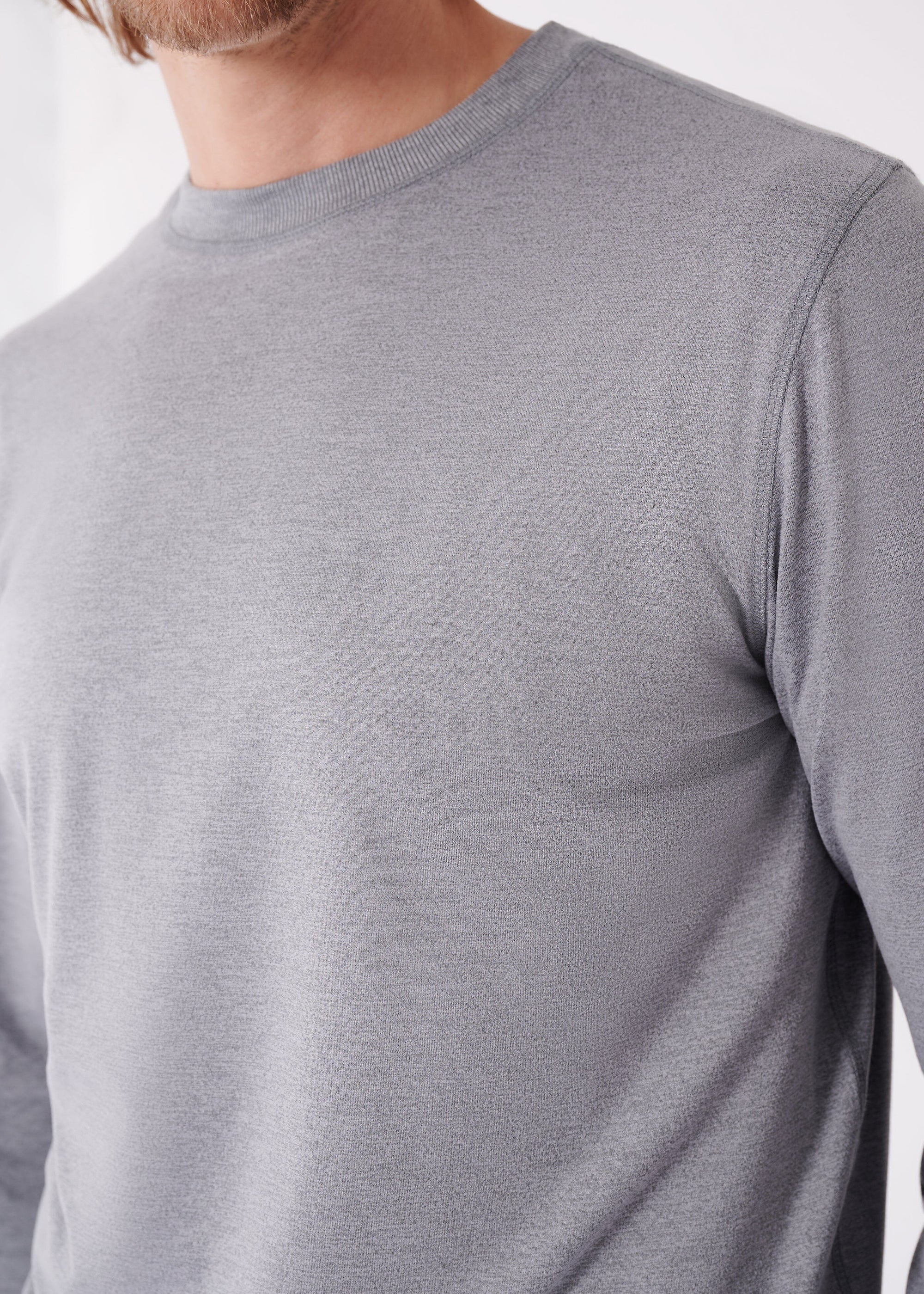 【ALLTIMERS】 LONG BLOCK LONGSLEEVE HEATHER GREY Medium Heather Grey Long Sleeve Crew | Swet Tailor