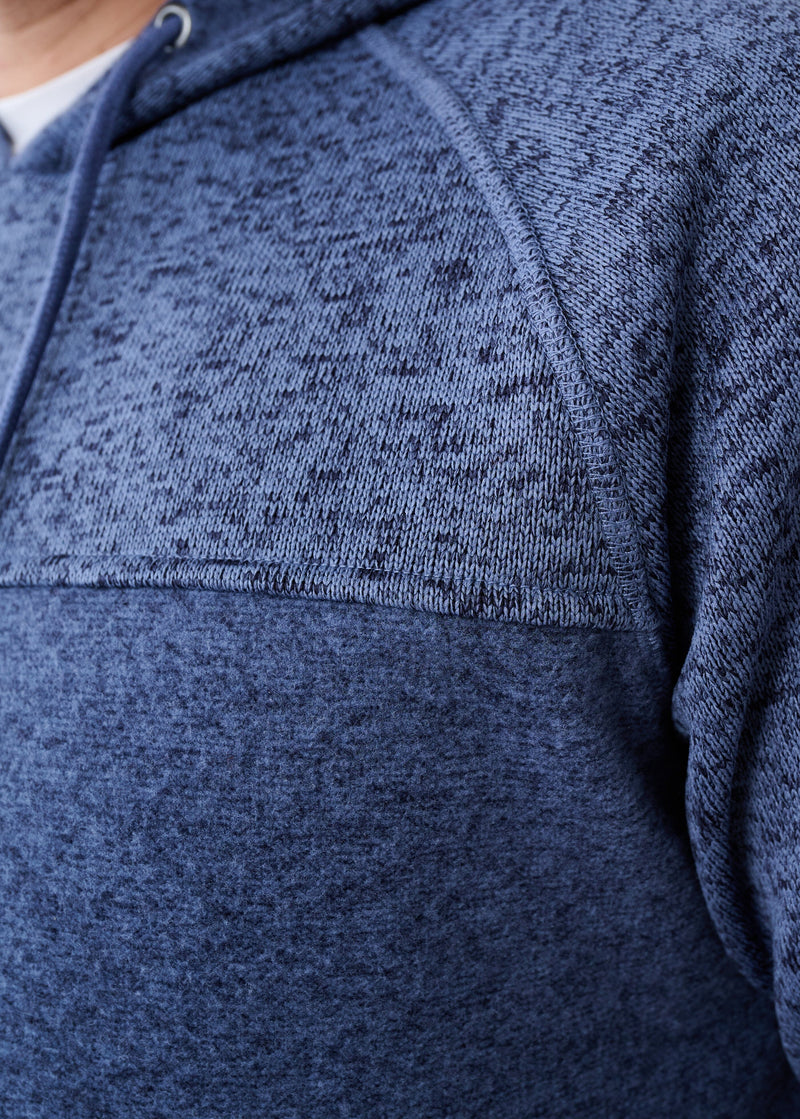 Mixed Fabric Fleece Hoodie | Denim