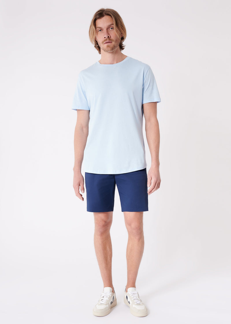 Navy Blue Stretch Tech Shorts, Virtus Short | Swet Tailor®