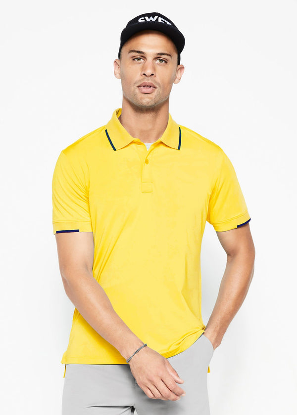 Performance Tipped Polo | Yellow w/Navy Tipping