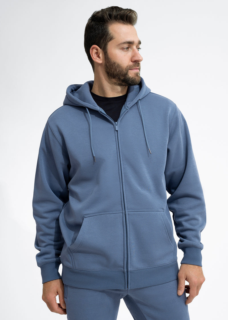 Stretch Fleece Zip Hoodie | Medium Blue