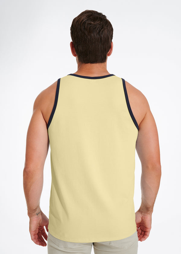 Cotton Stretch Ringer Pocket Tank | Butter Yellow w/Navy