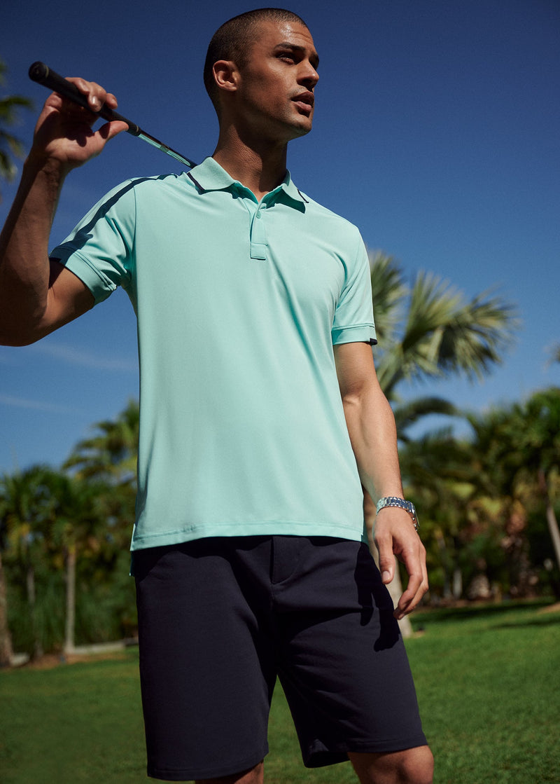 Performance Tipped Polo | Aqua w/Navy Tipping