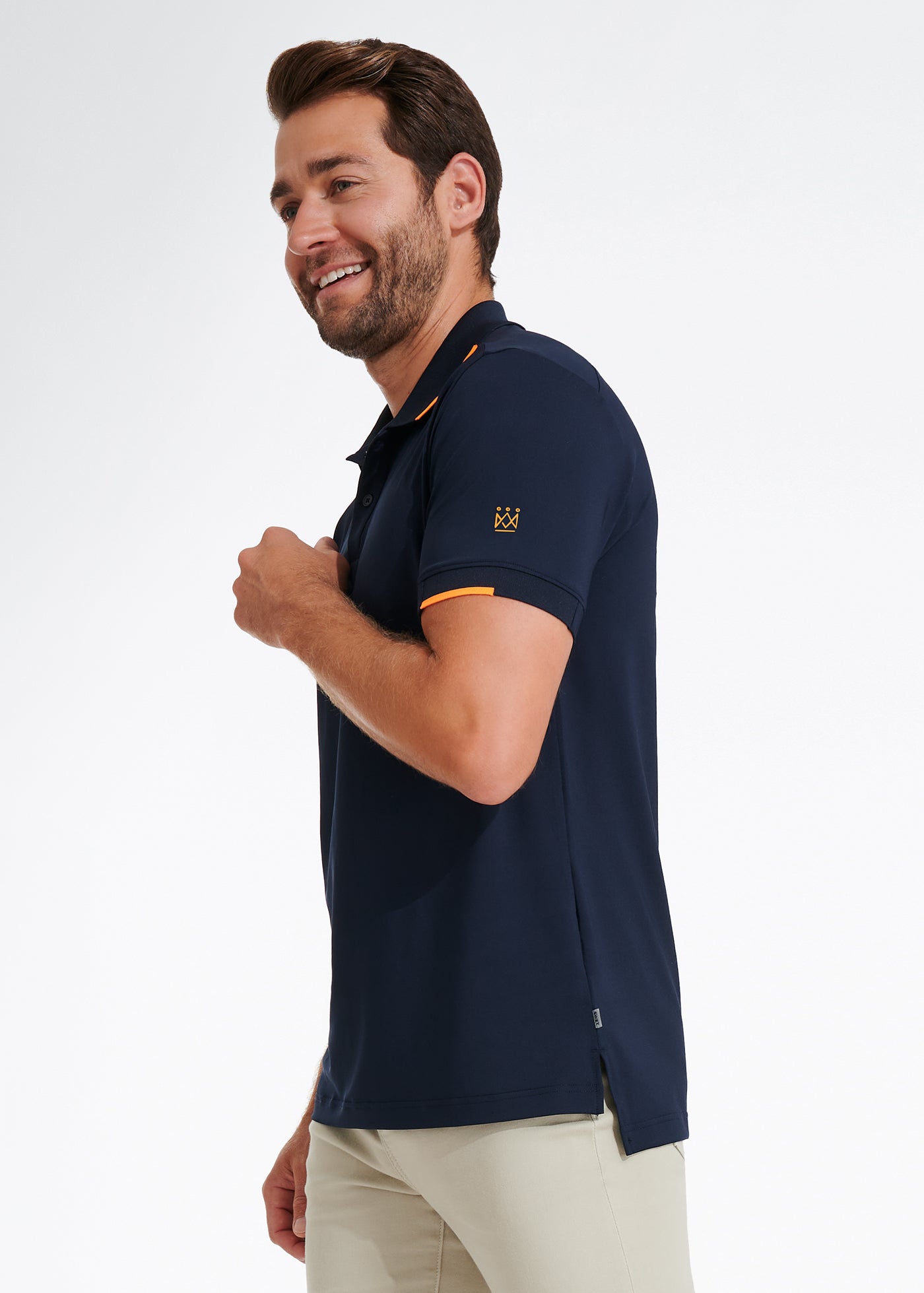 Performance Tipped Polo | Navy w/ Orange Tipping – Swet Tailor
