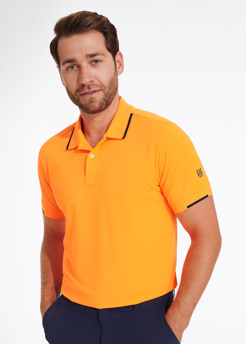Performance Tipped Polo | Orange w/ Navy Tipping