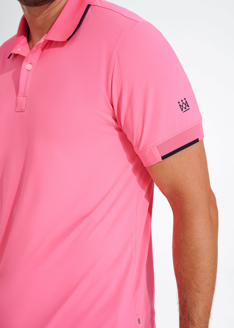 Performance Tipped Polo | Pink w/ Navy Tipping