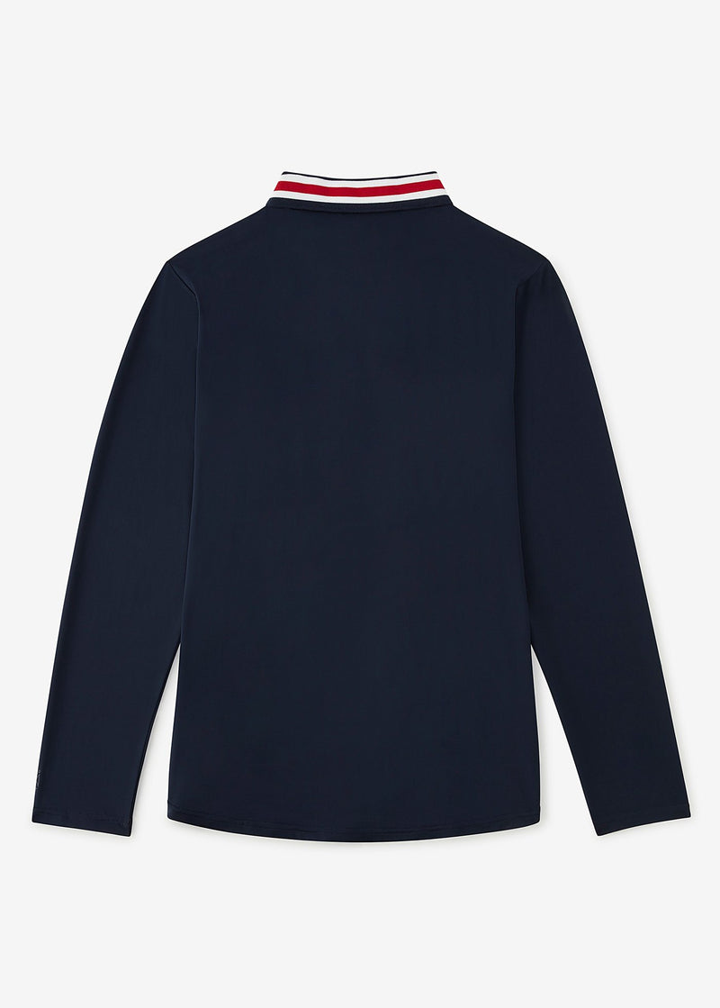 Varsity Striped Collar Polo | Navy w/Red Tipping