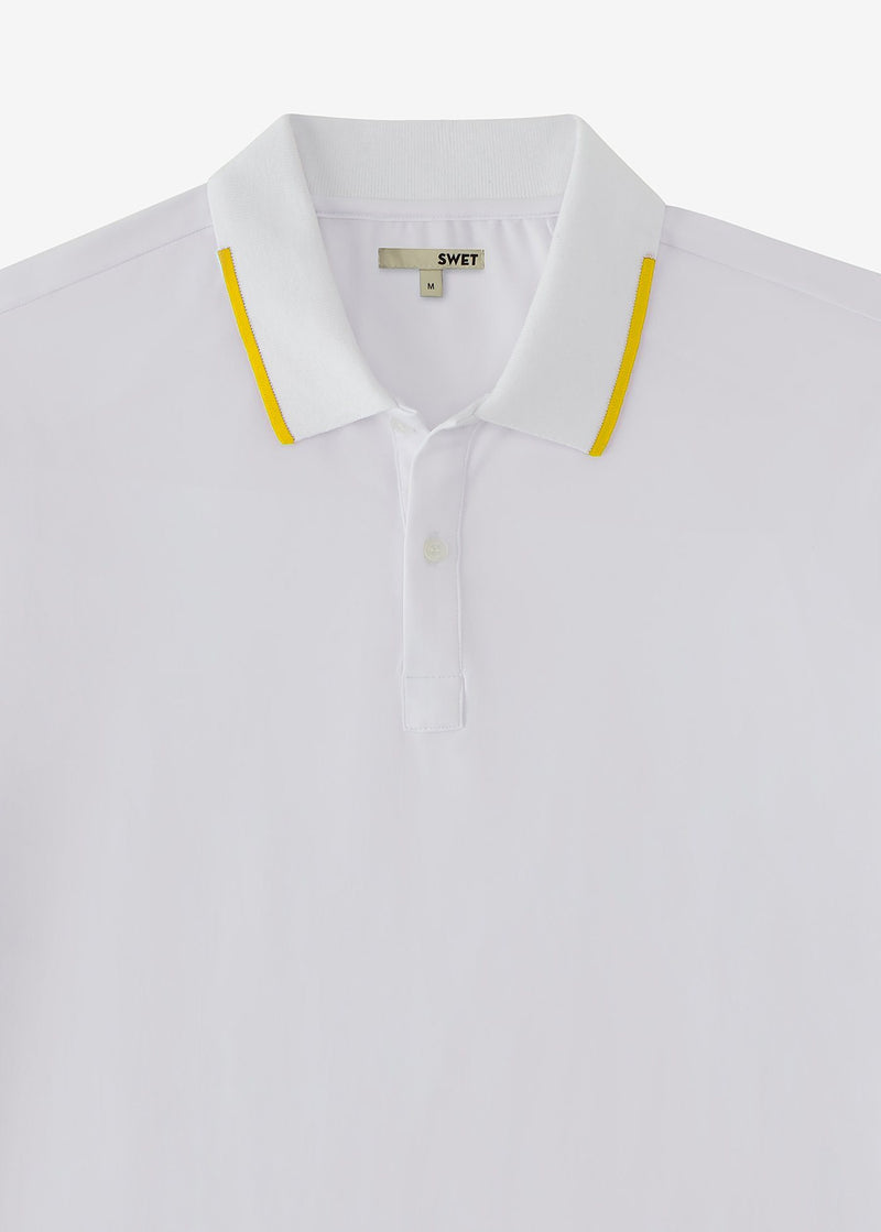 Performance Tipped Polo | White w/Yellow Tipping