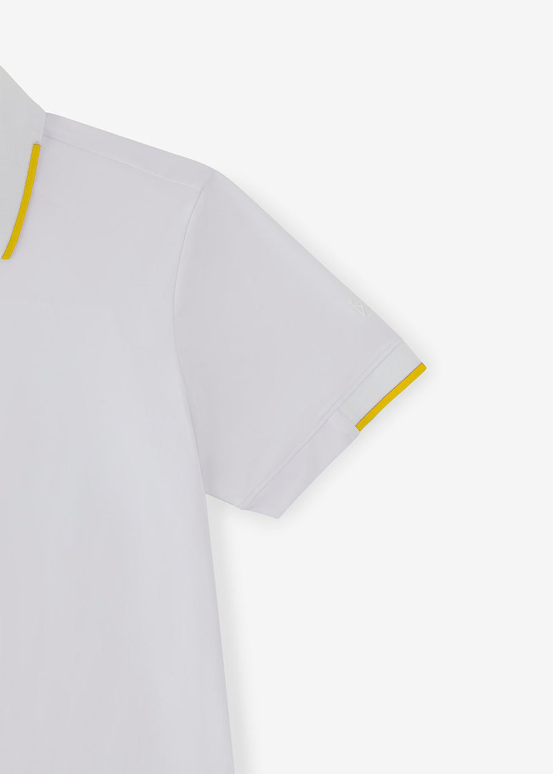 Performance Tipped Polo | White w/Yellow Tipping
