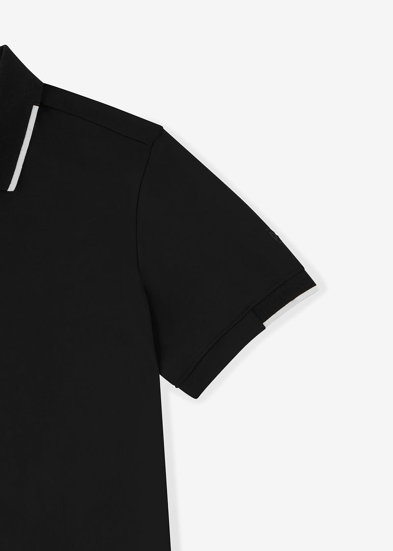 Performance Tipped Polo | Black w/White Tipping