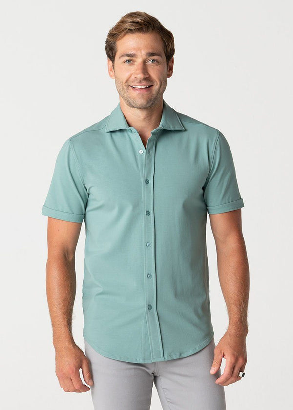 Short-Sleeve Polished Shirt | Light Green