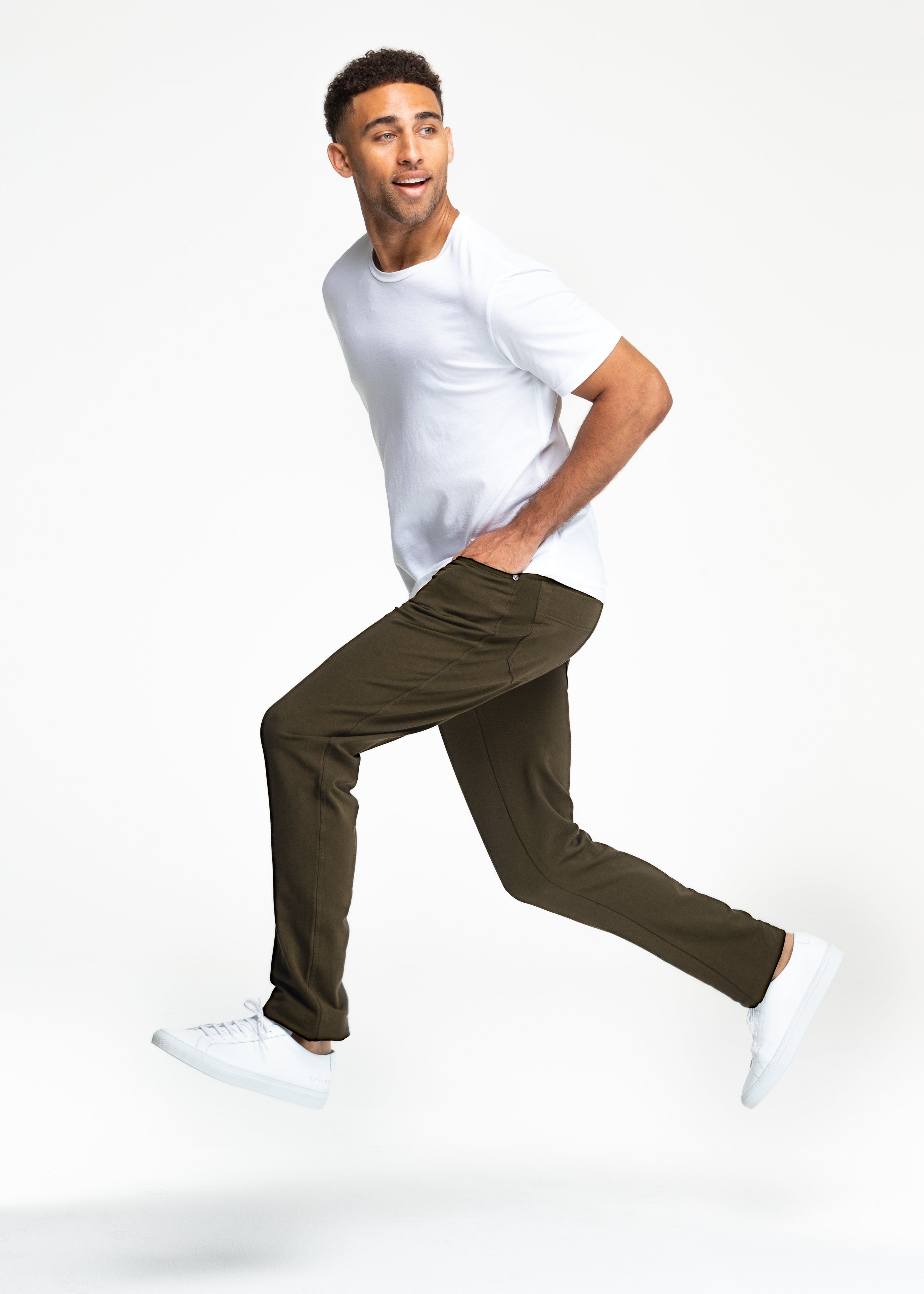 Army Green Men's Stretch Pants, All-In Pants | Swet Tailor®